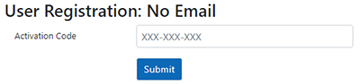 Registration form with no email - Activation Code.